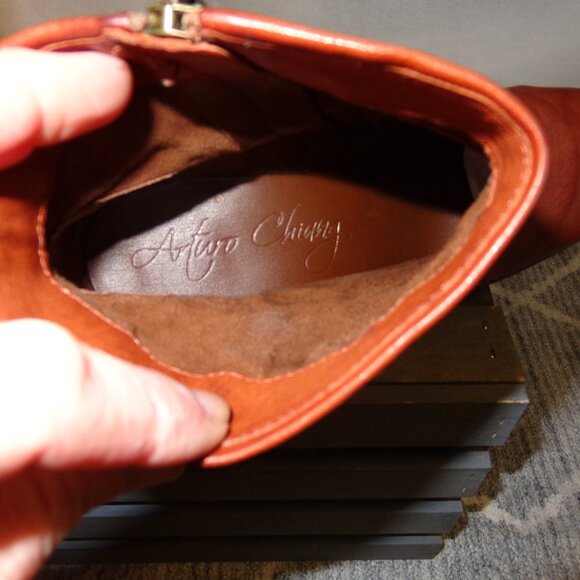 Arturo Chiang Size 9M Masin Orangish Brown Leather Boots - Picture 11 of 16